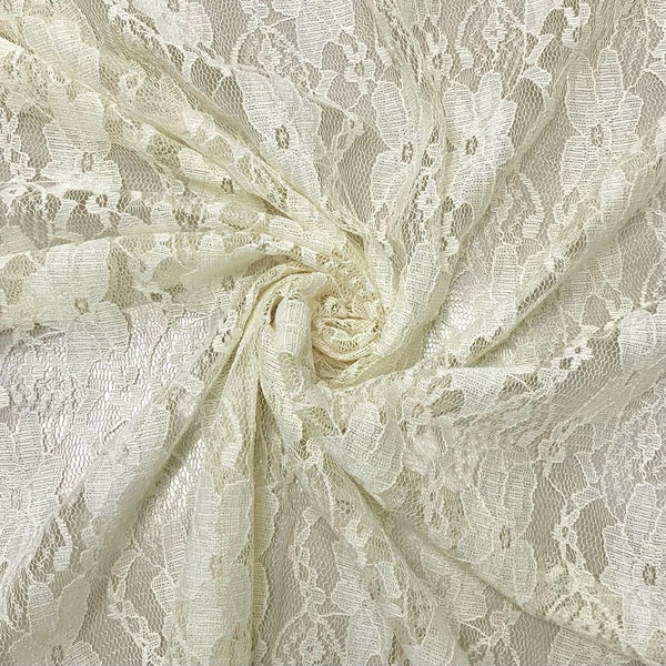 Off White Diamond Flowers Pattern Stretch Lace Fabric