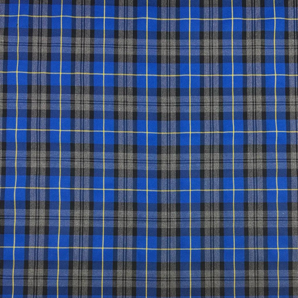 Royal Blue Checkered PolyViscose Tartan Fabric Best UK Prices