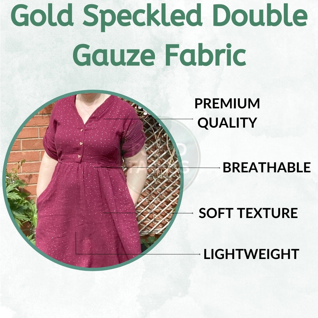 Gold Speckled Double Gauze Fabric - Pound Fabrics