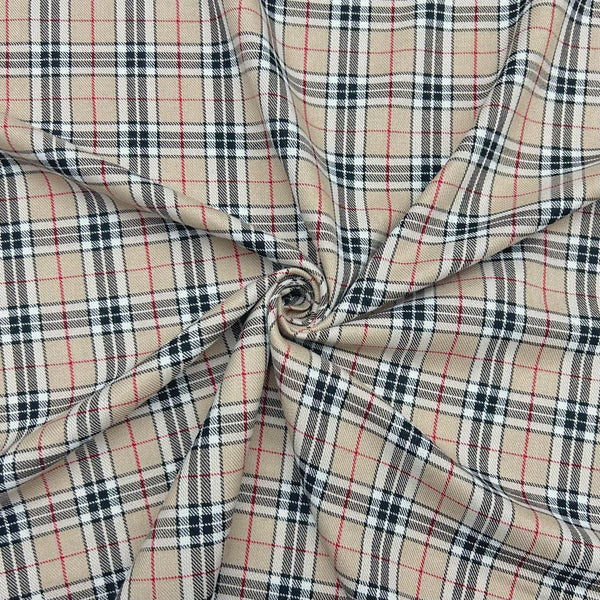 Black & White Tartan Check Fabric - Polyviscose - 46-59" Wide - Sold By The Metre