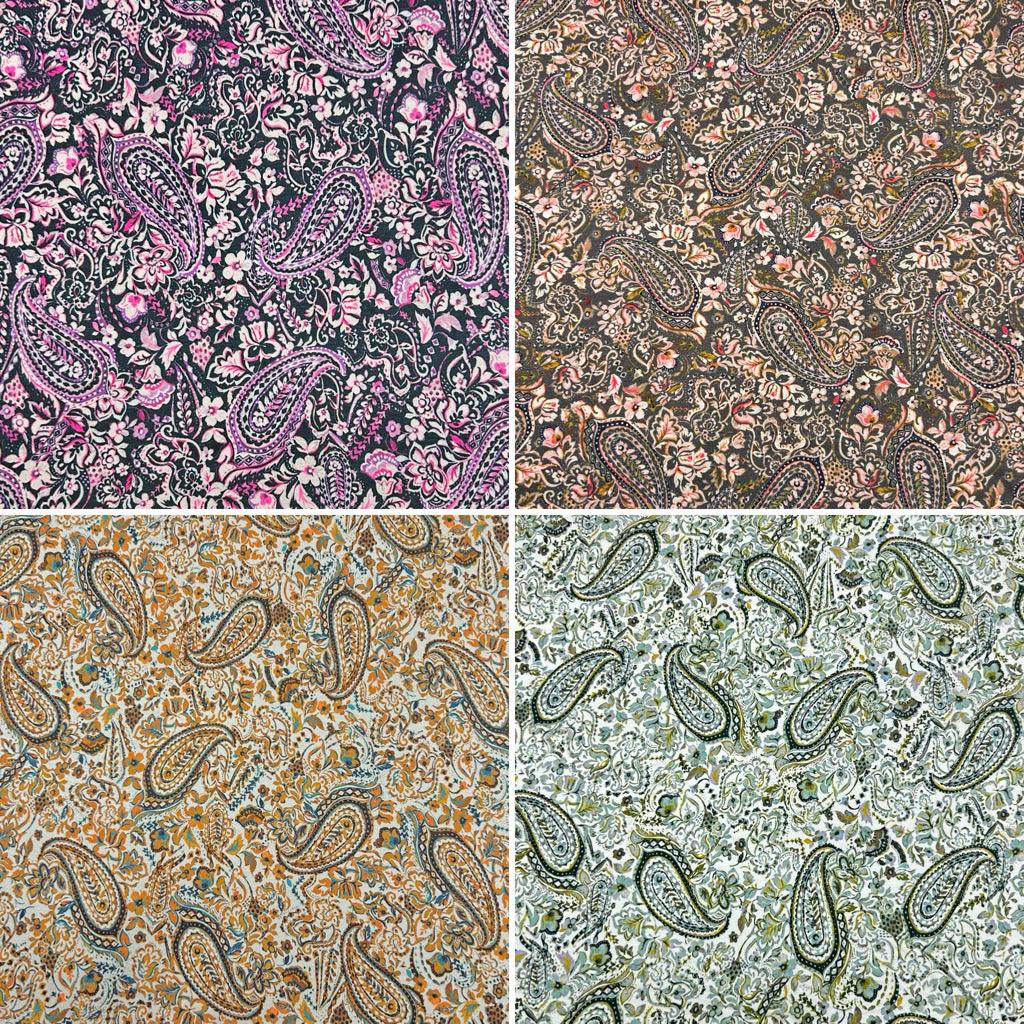 Soimoi Poly Georgette Green Fabric - Bohemian Paisley Floral Print By The Yard 42 Inches Wide