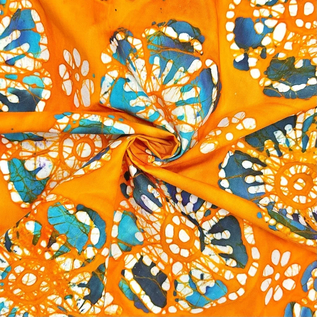 Buy Bloom Circle Cotton Batik Fabric for Sewing, Dressmaking & Crafts - Pound Fabrics
