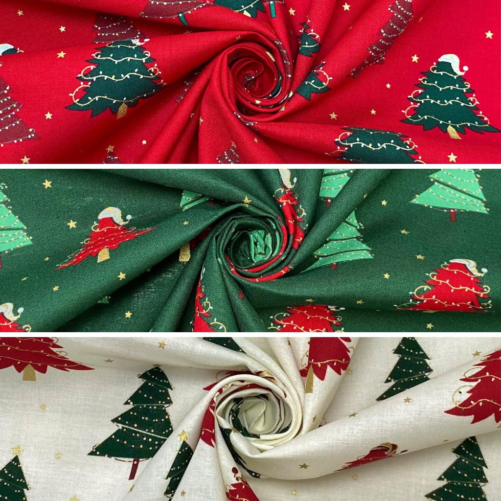 white christmas dresses Red Christmas Cotton Fabric | Holly Print main image 1