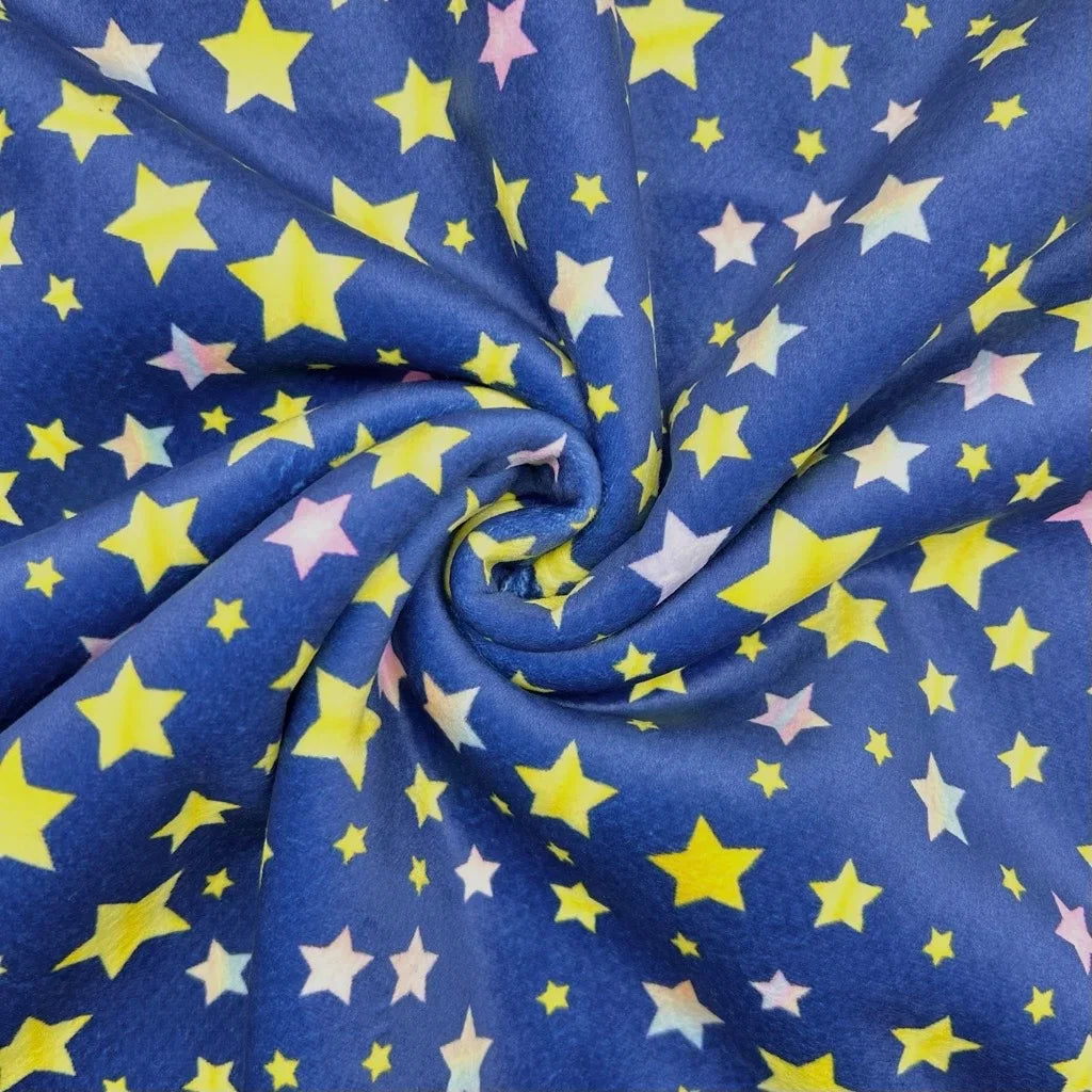 Buy Happy Stars Sherpa Fur Backed Fleece Fabric for Sewing, Dressmaking & Crafts - Pound Fabrics