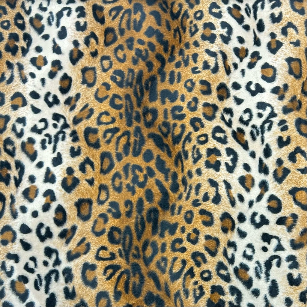 Sand Leopard Print Velboa Fabric