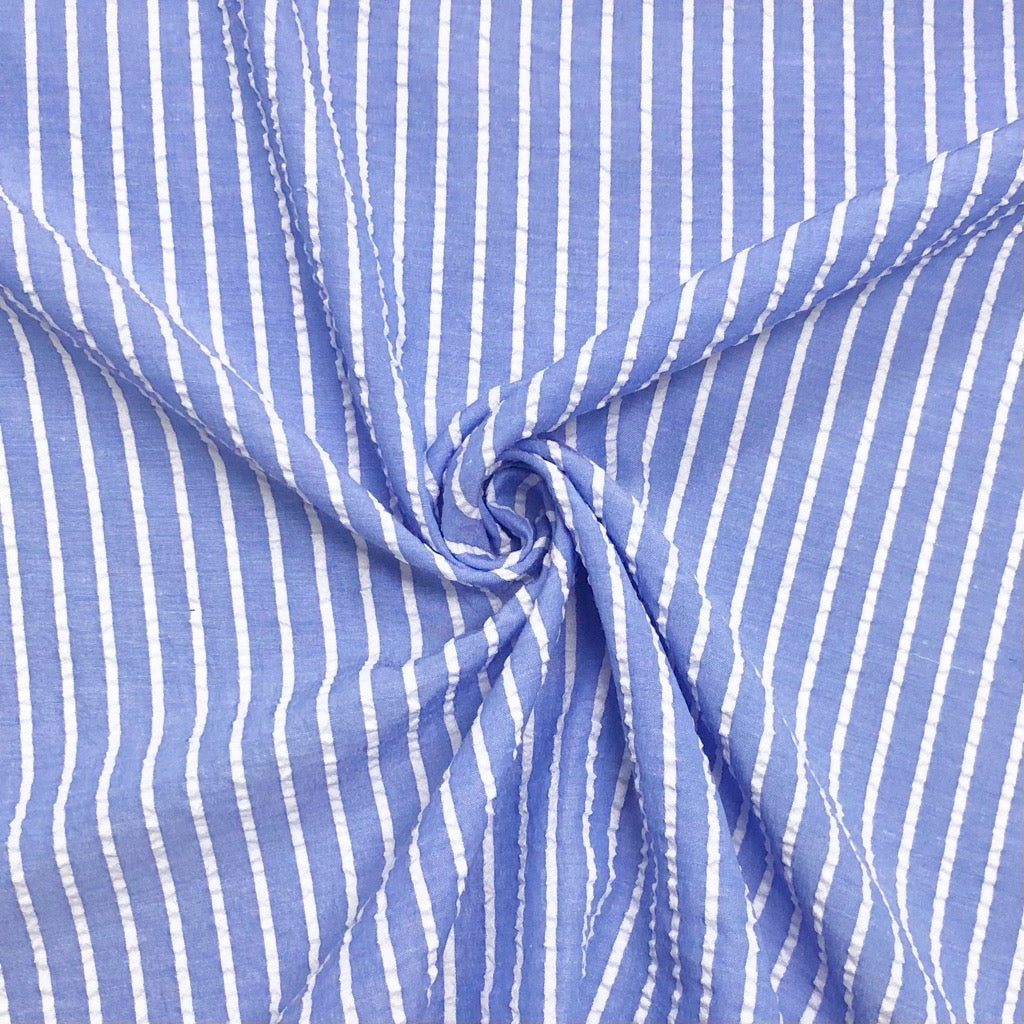 Narrow Stripes Seersucker Fabric - Pound Fabrics