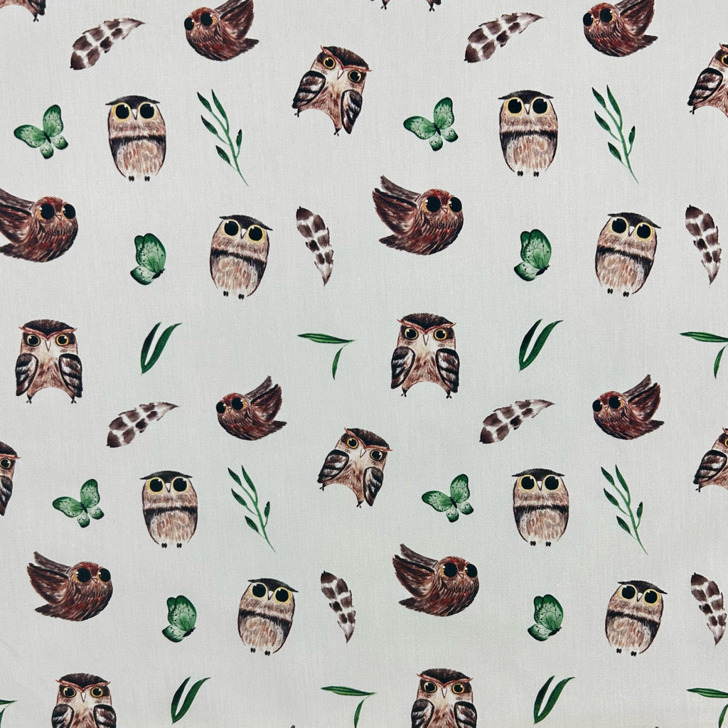 Secret Garden Owls Cotton Poplin Fabric