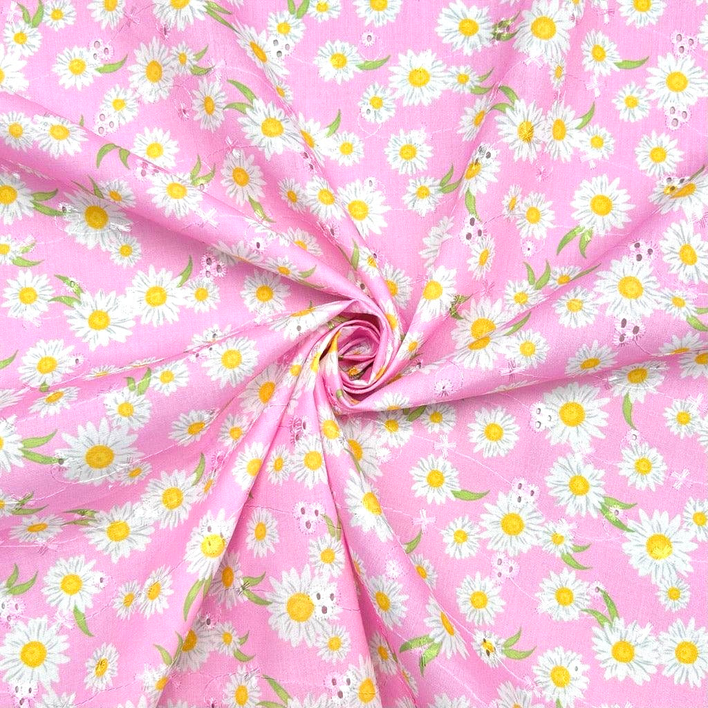 Daisies Broderie Anglaise Polycotton Fabric