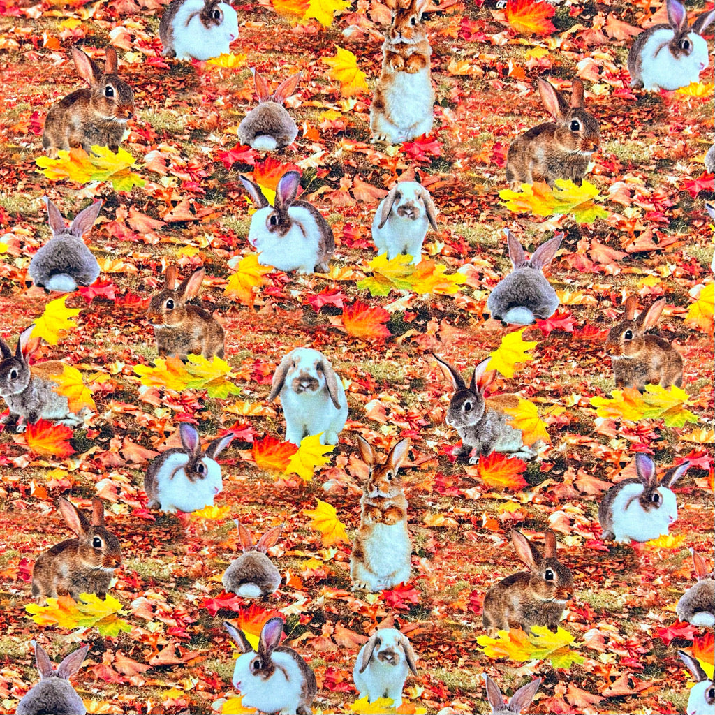 Autumn Rabbits Cotton Jersey Fabric