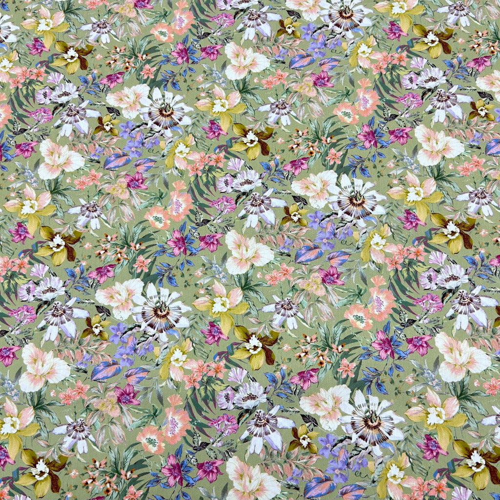 Bright Botanical Rose &amp; Hubble Cotton Poplin Fabric