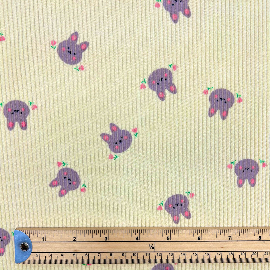 Cute Bunnies Stretch Corduroy Fabric