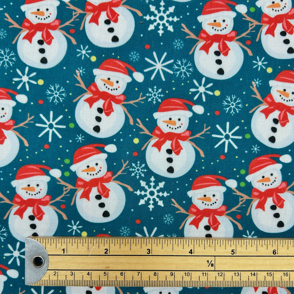 Jolly Snowmen Polycotton Fabric