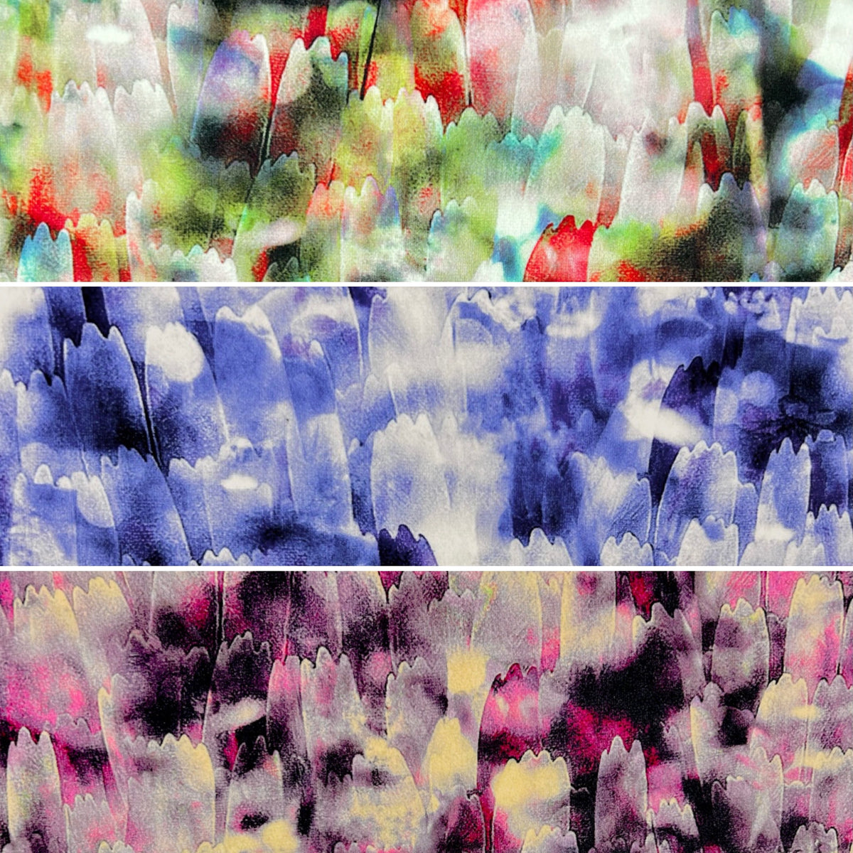 Watercolour Feathers Stretch Velvet Fabric