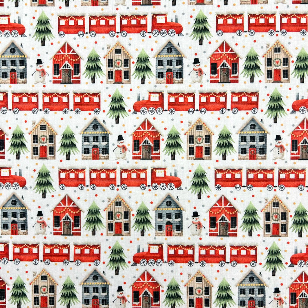 Christmas Village Polycotton Fabric