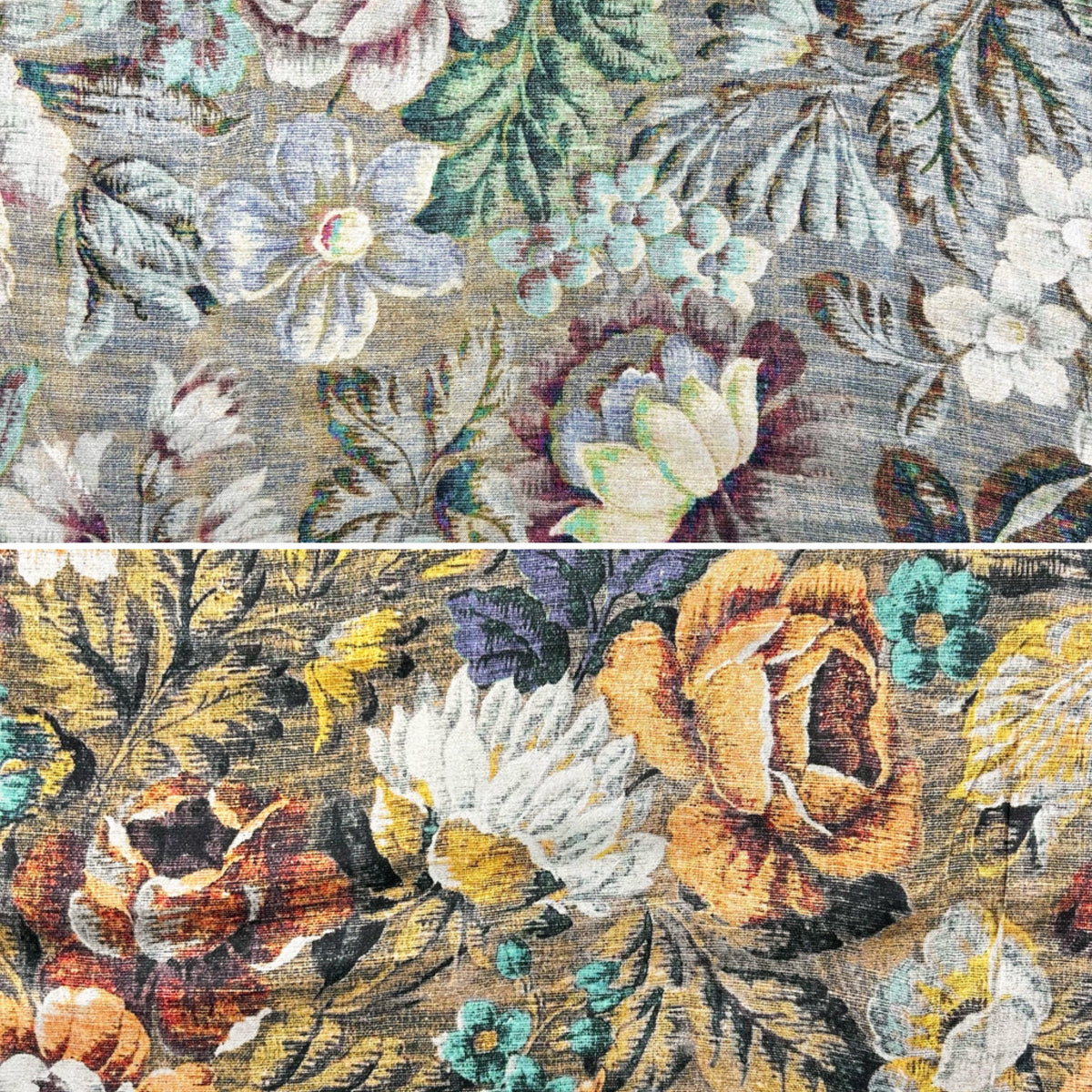 Antique Florals Viscose Satin Fabric