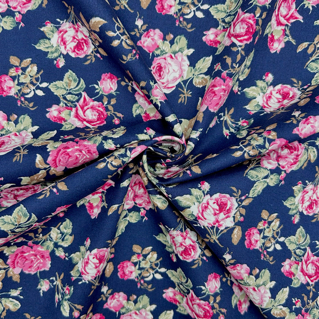 English Cottage Rose & Hubble Cotton Poplin Fabric