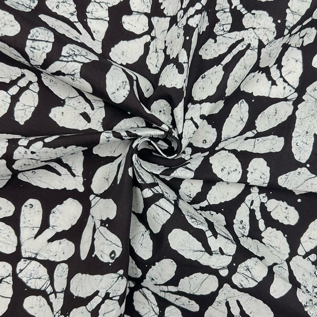 Leaf Grid Cotton Batik Fabric