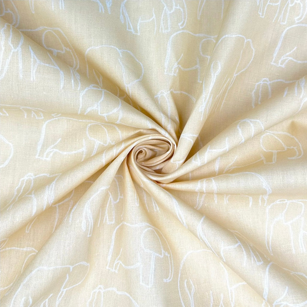 Elephant Art Cotton Poplin Fabric