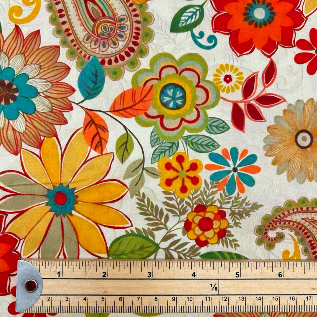Folk Paisley Cotton Lawn Fabric