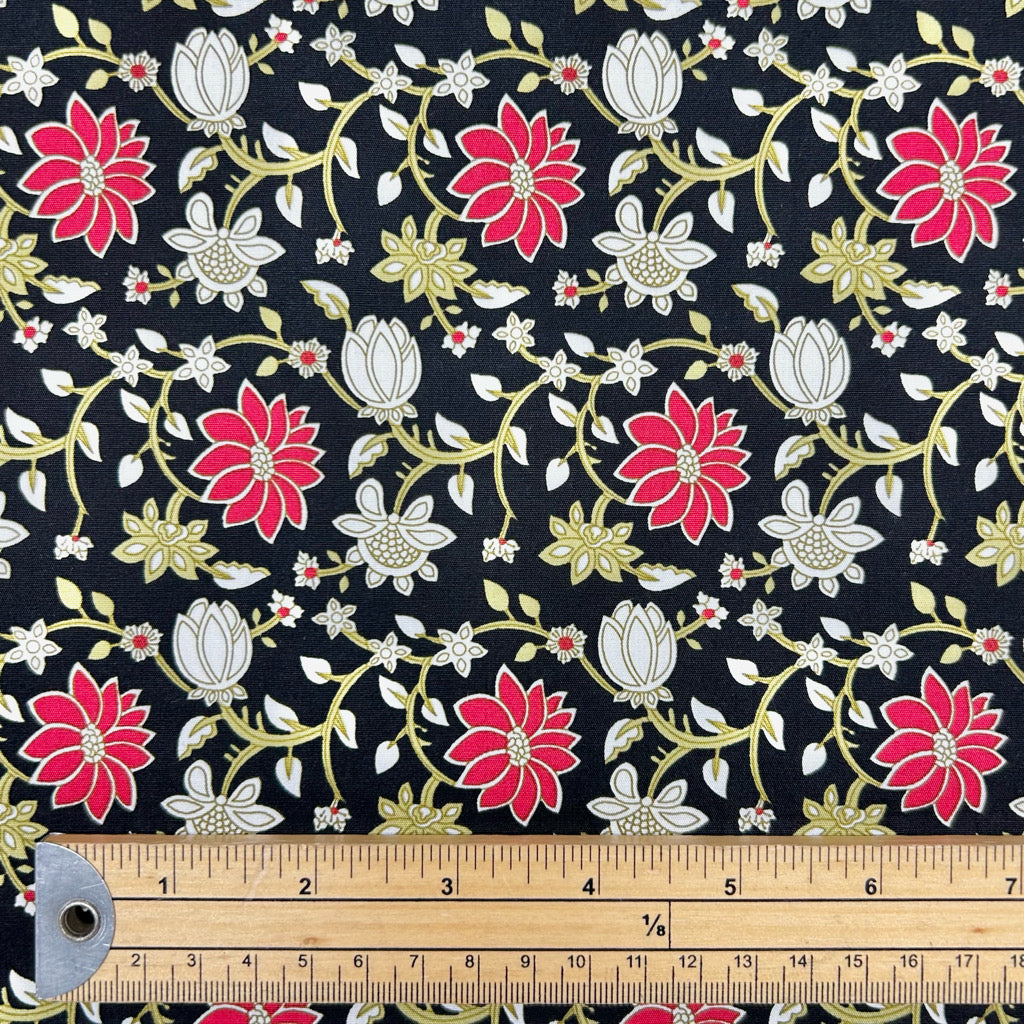 Decorative Floral Rose & Hubble Cotton Poplin Fabric