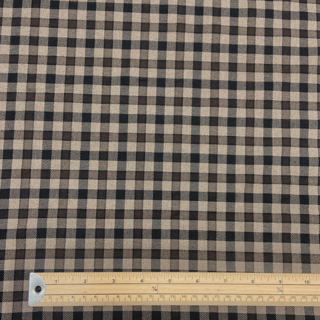 Brown Squares Suiting Fabric - Pound Fabrics