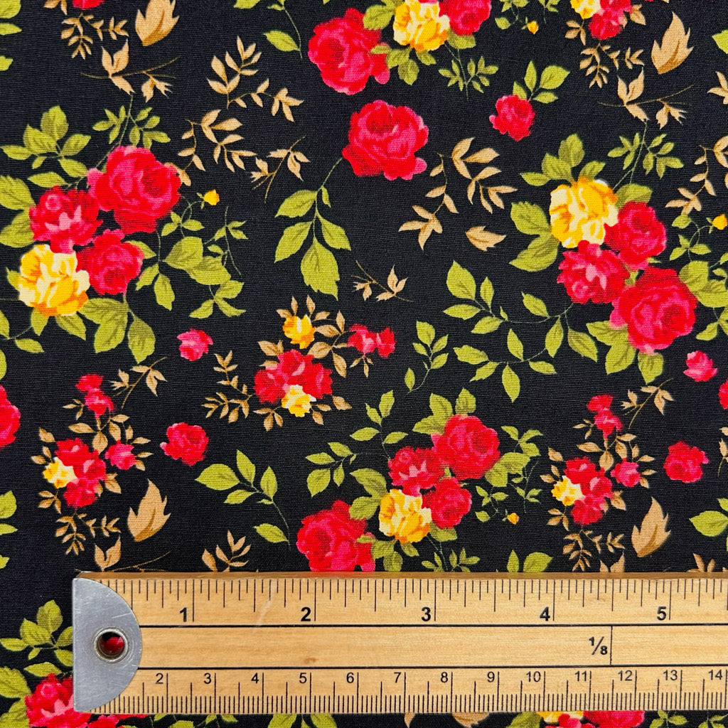 Garden Roses Rose & Hubble Cotton Poplin Fabric