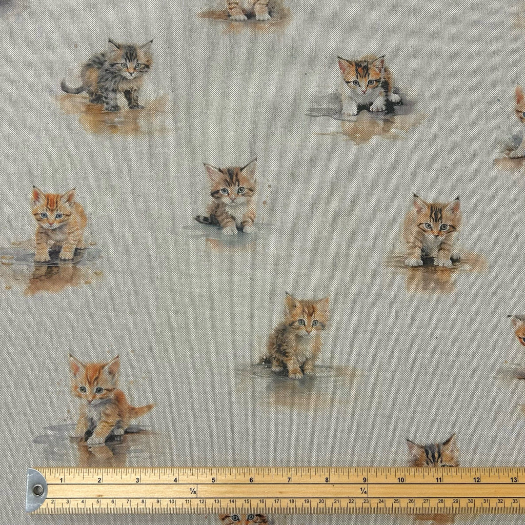 Kittens Digital Linen Look Polycotton Fabric