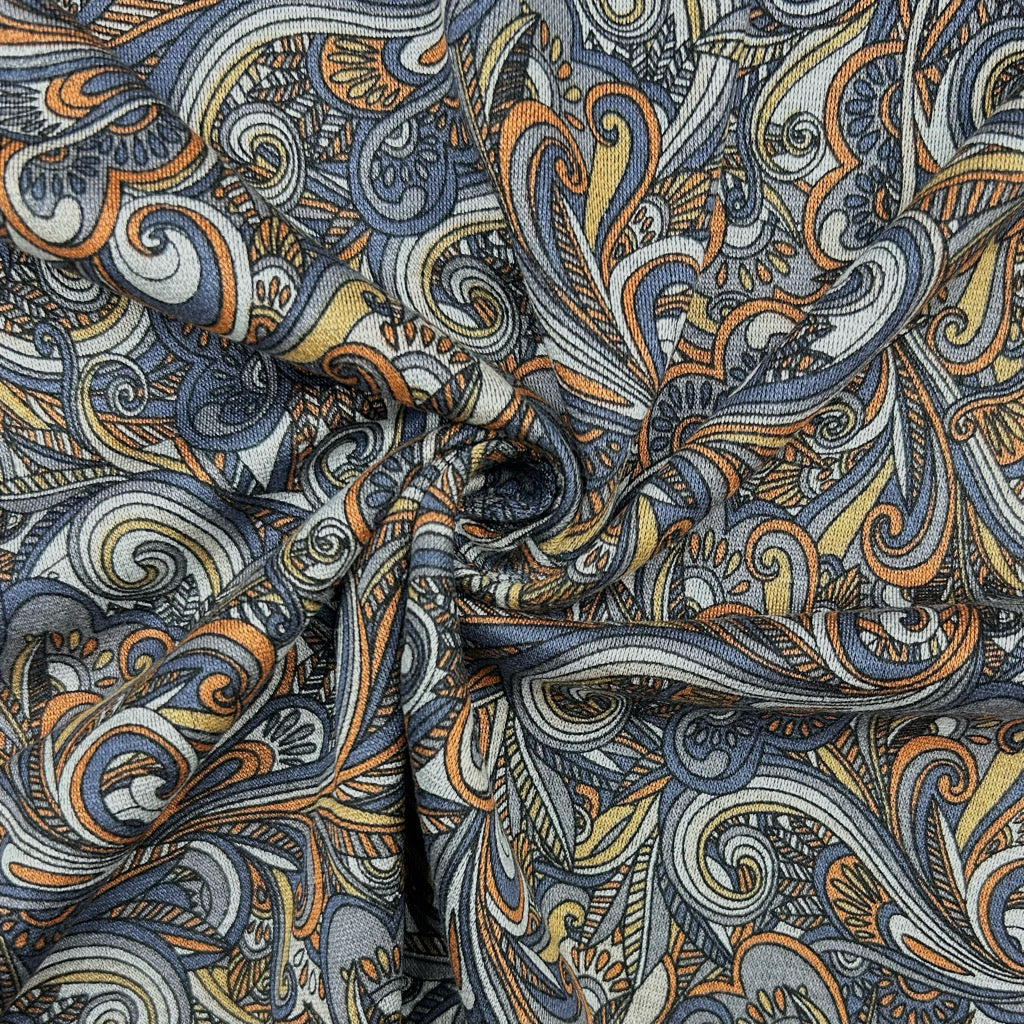 Vintage Paisley Viscose Ponte Roma Fabric