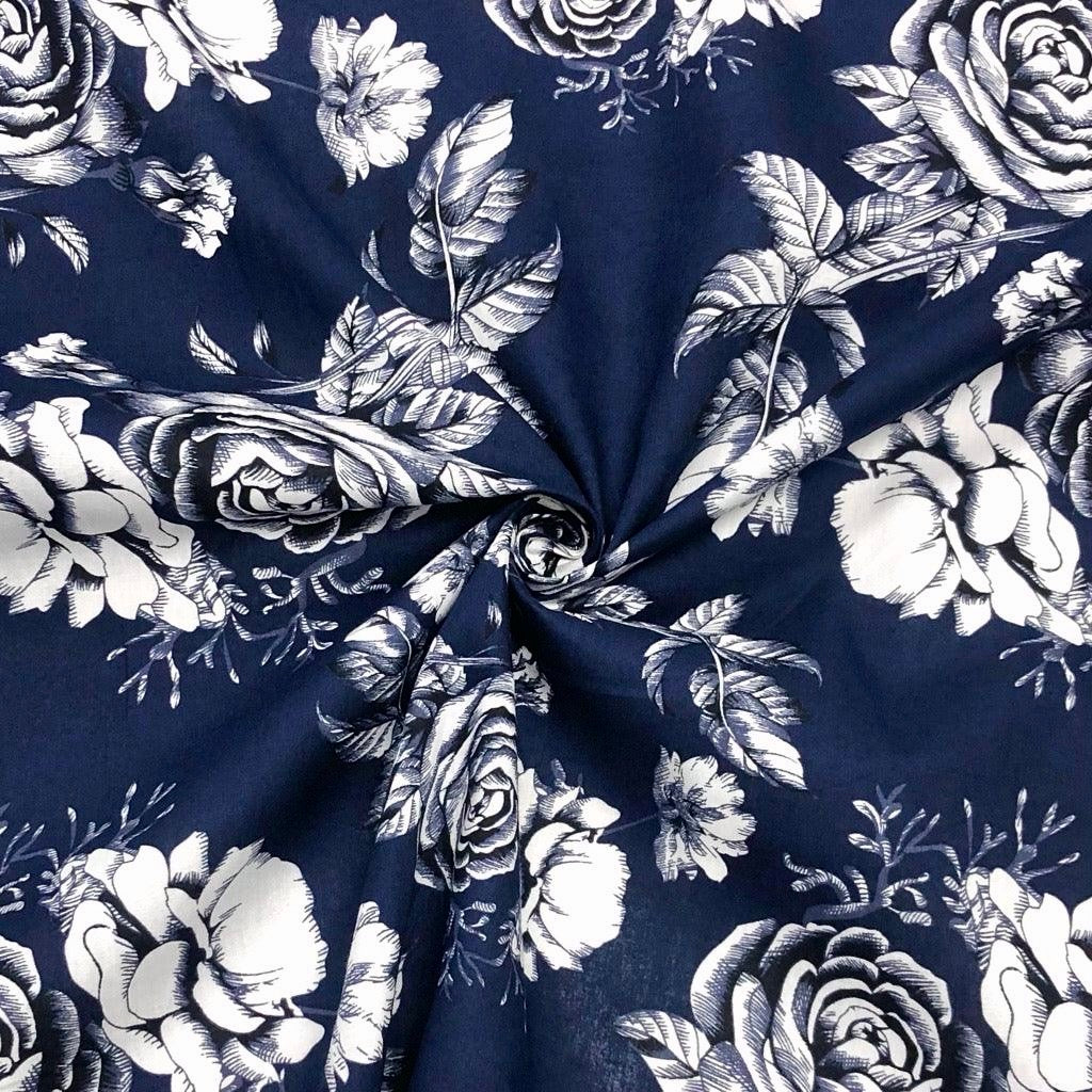 Large Roses Cotton Poplin Fabric