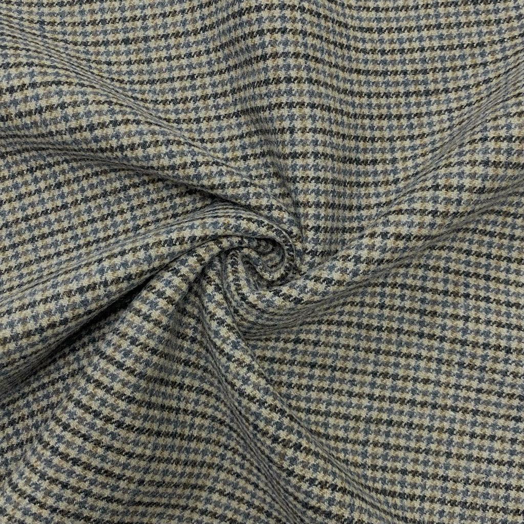 Blue/Beige Mini Dogtooth Wool Blend Fabric - 2 metres for £9.95 #6 - Pound Fabrics