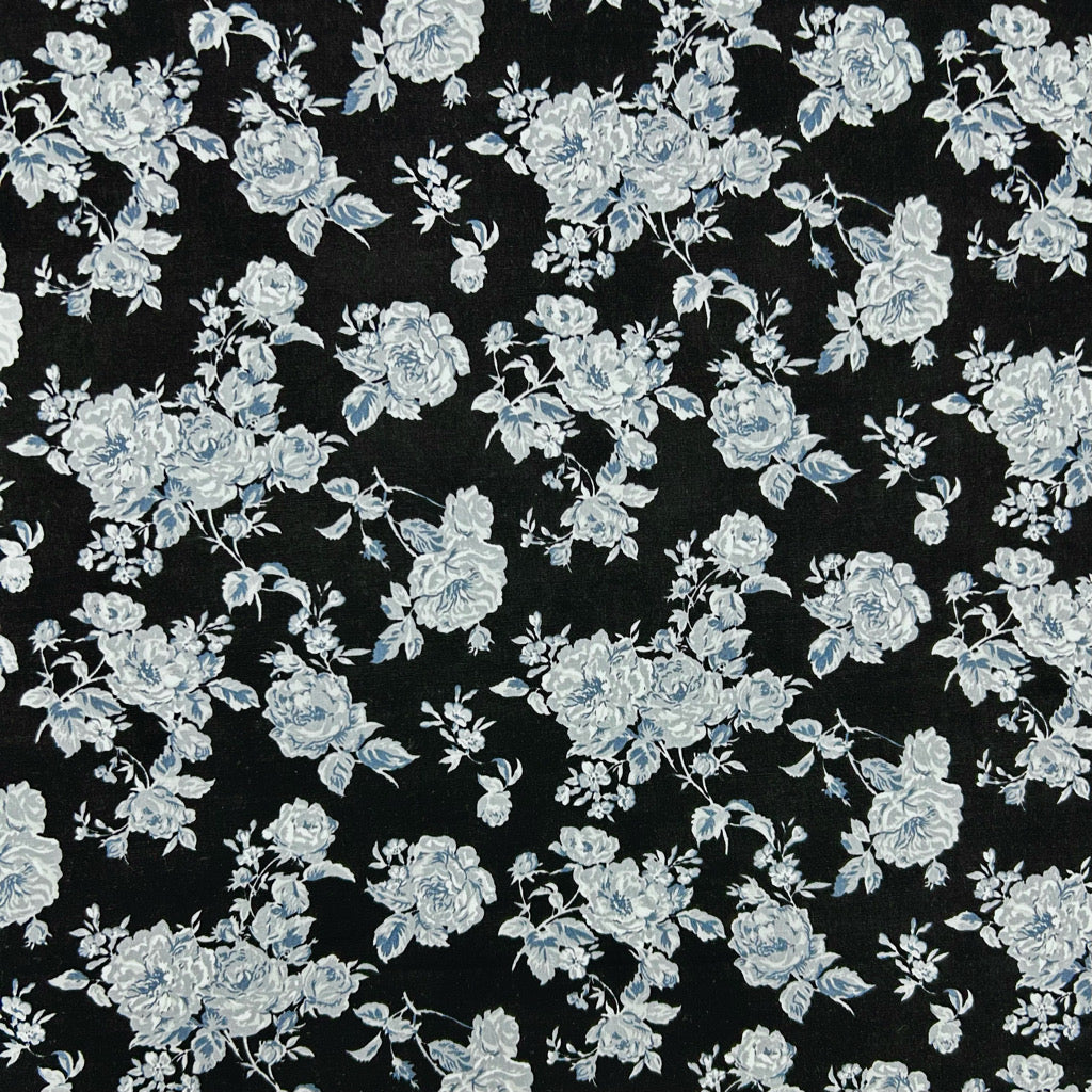 Timeless Floral Rose & Hubble Cotton Poplin Fabric