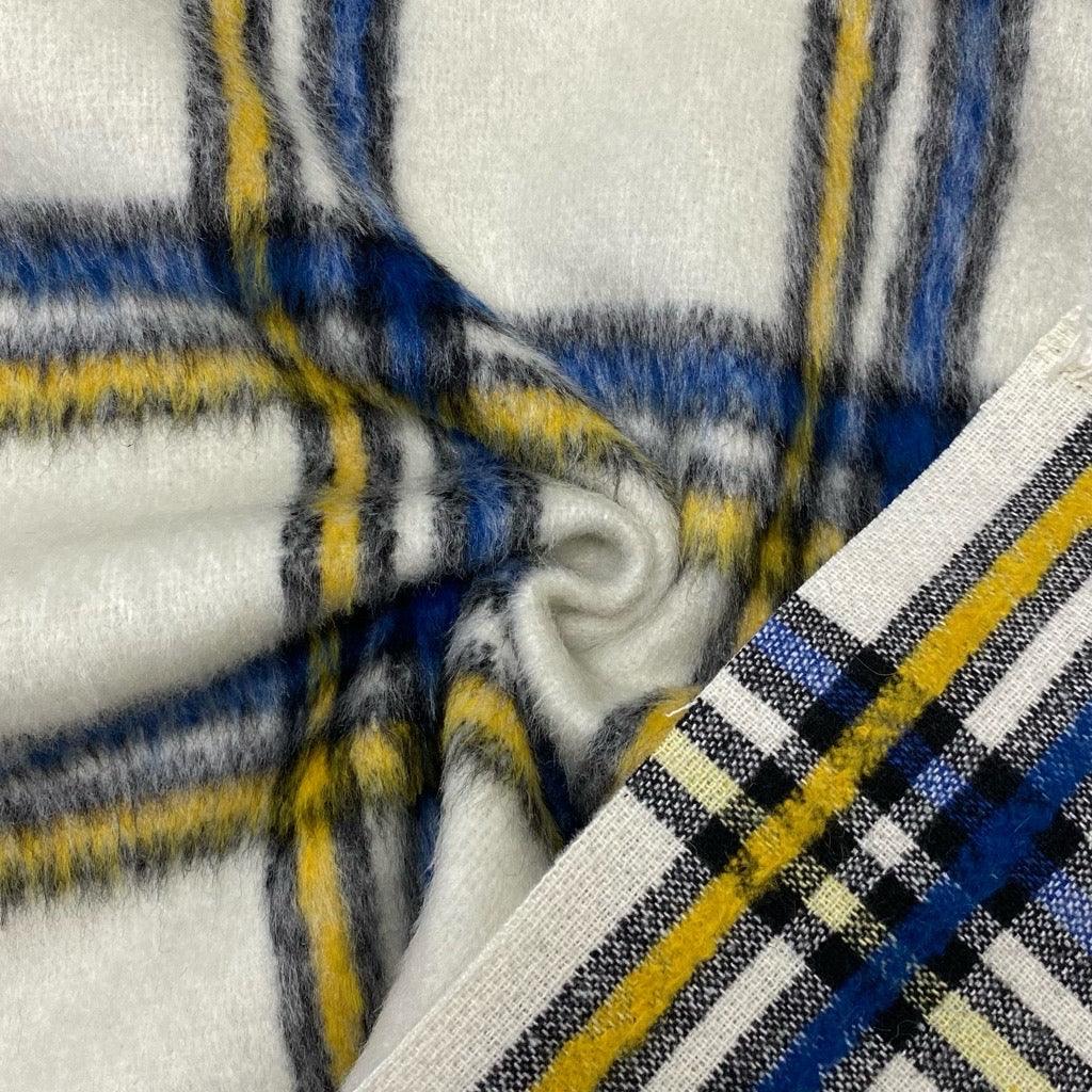 Blue/Yellow Checkered Wool Blend Fabric - 2 metres for £9.95 #10 - Pound Fabrics