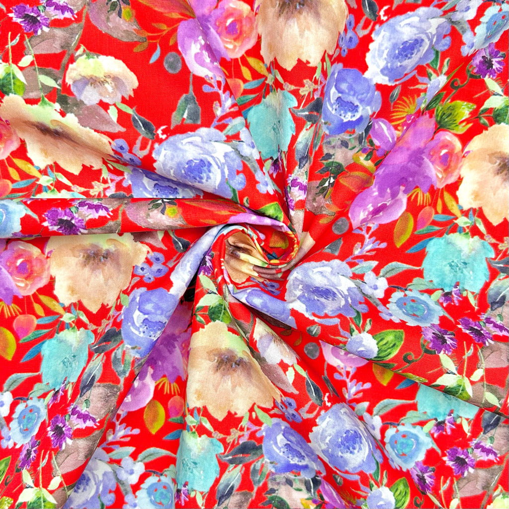 Flower Impression Rose & Hubble Cotton Poplin Fabric
