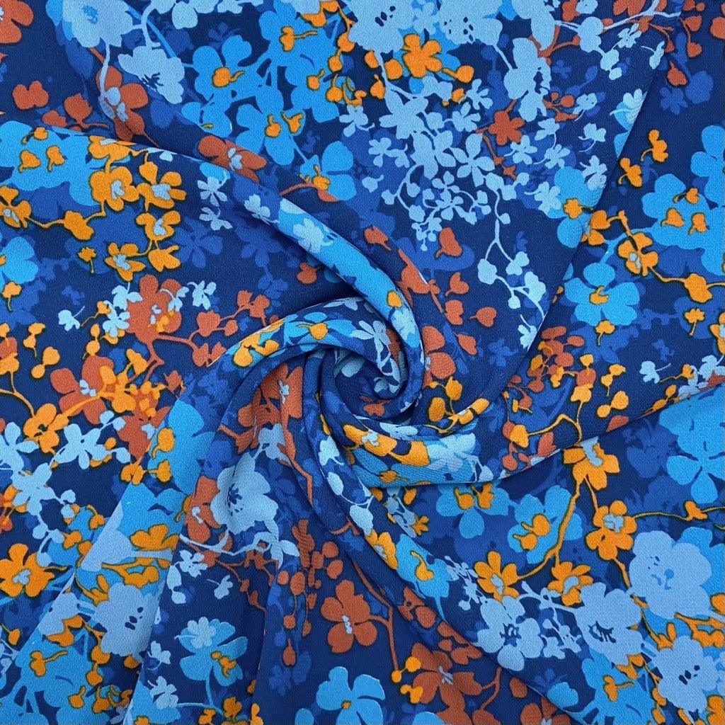 Blossoming Flowers Polyester Crepe Fabric - Pound Fabrics