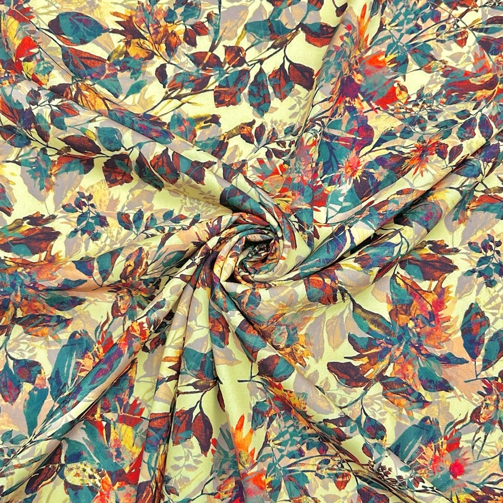 Multicoloured Autumn Leaves Polyester Fabric