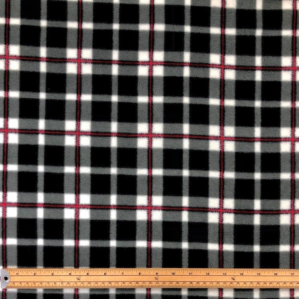 Black Checkered Anti Pill Polar Fleece Fabric - Pound Fabrics