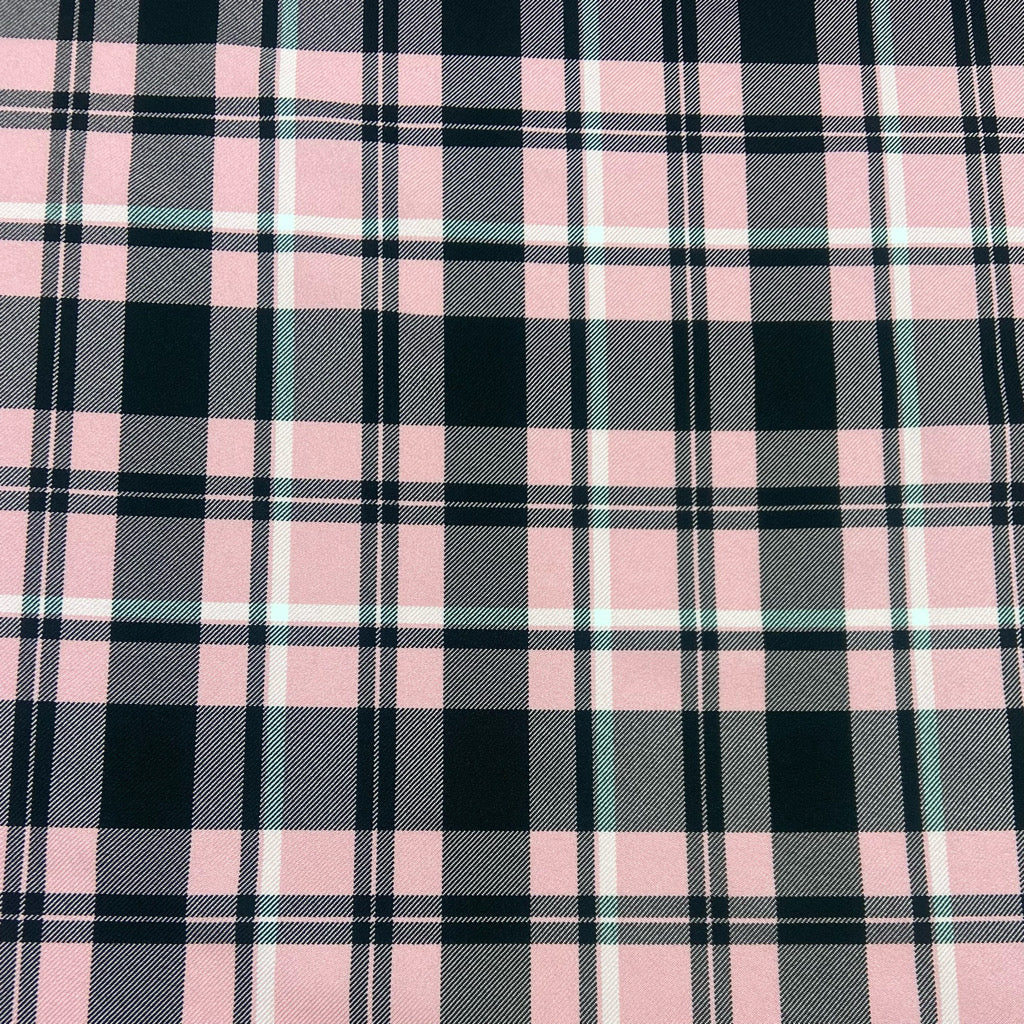 Pink Checkered Suiting Fabric