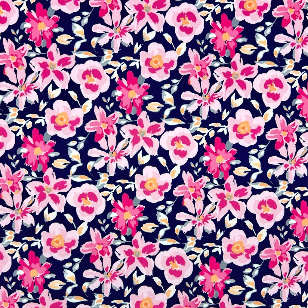 Pink Floral Swimwear Jersey Fabric