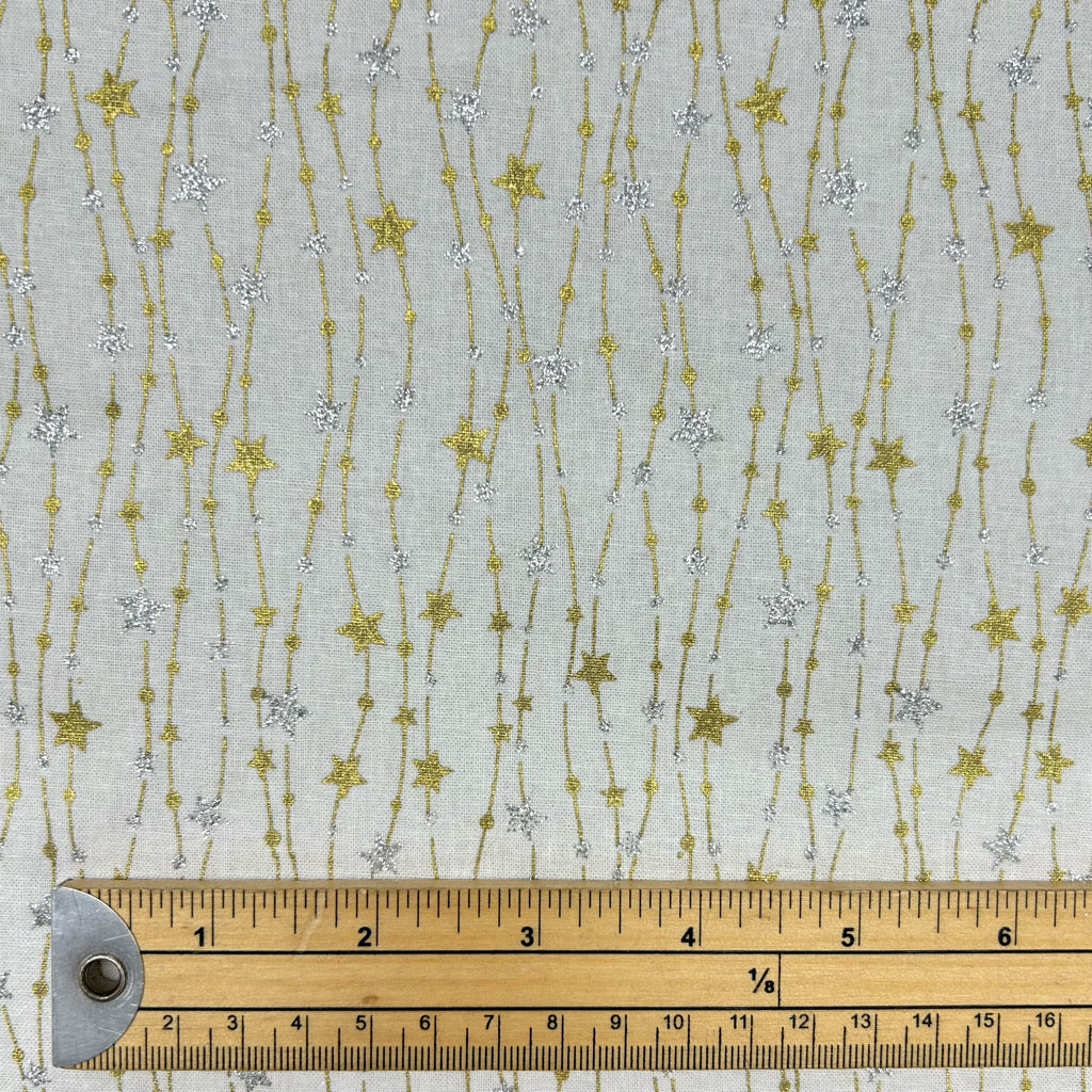 Hanging Stars Christmas Cotton Fabric