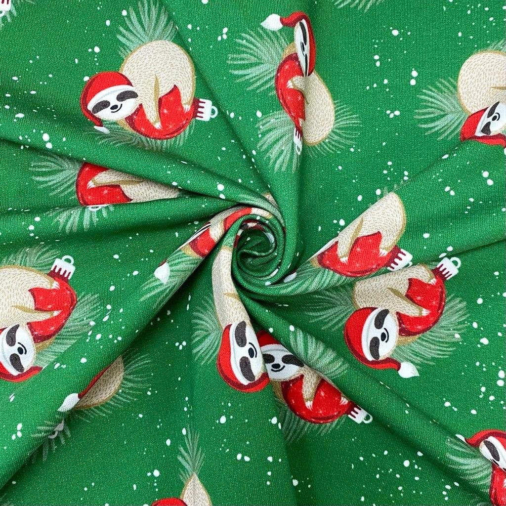 Xmas Sloths French Terry Fabric - Pound Fabrics