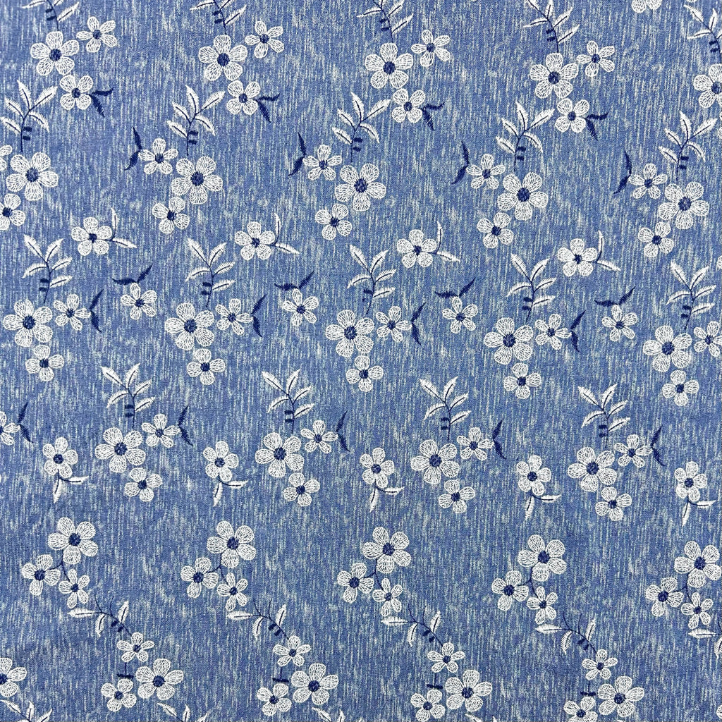 Elegant Blossom Chambray Denim Fabric