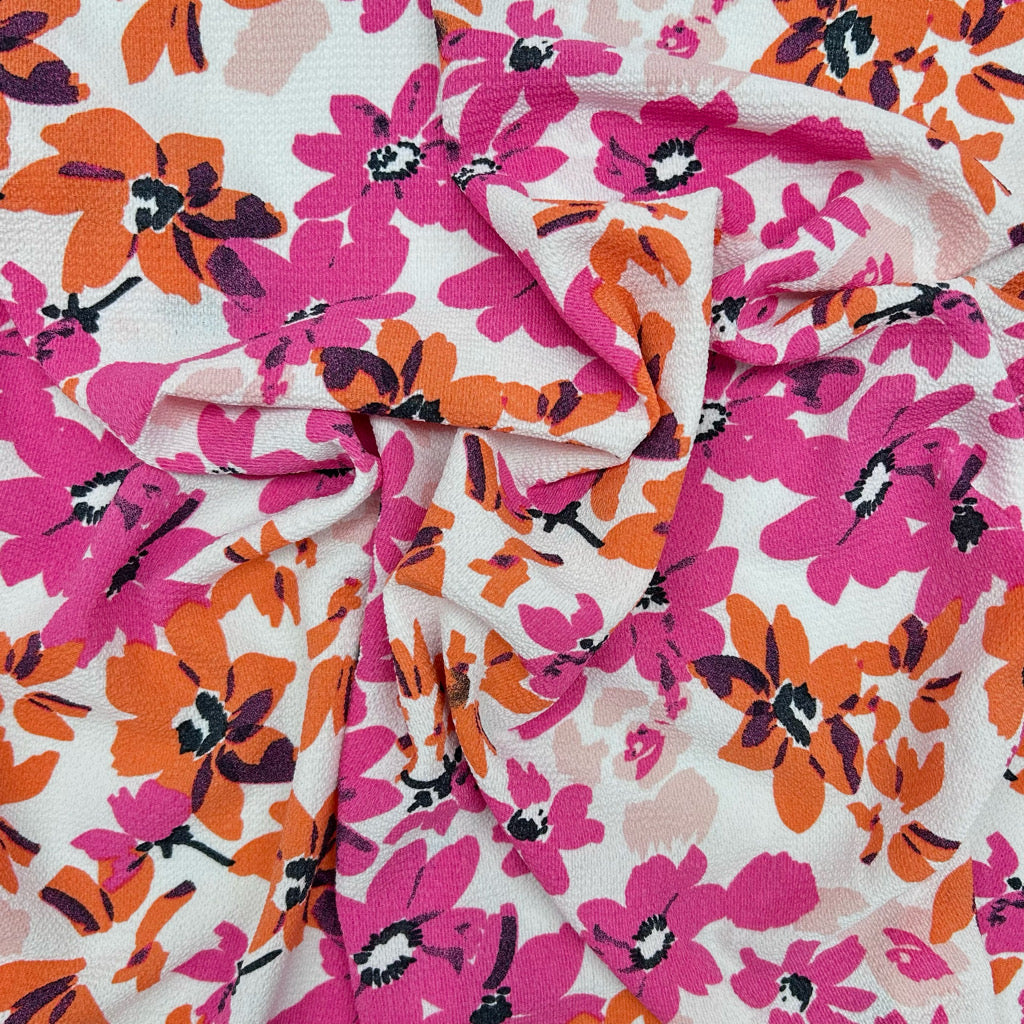 Bright Bouquet Polyester Crepe Fabric