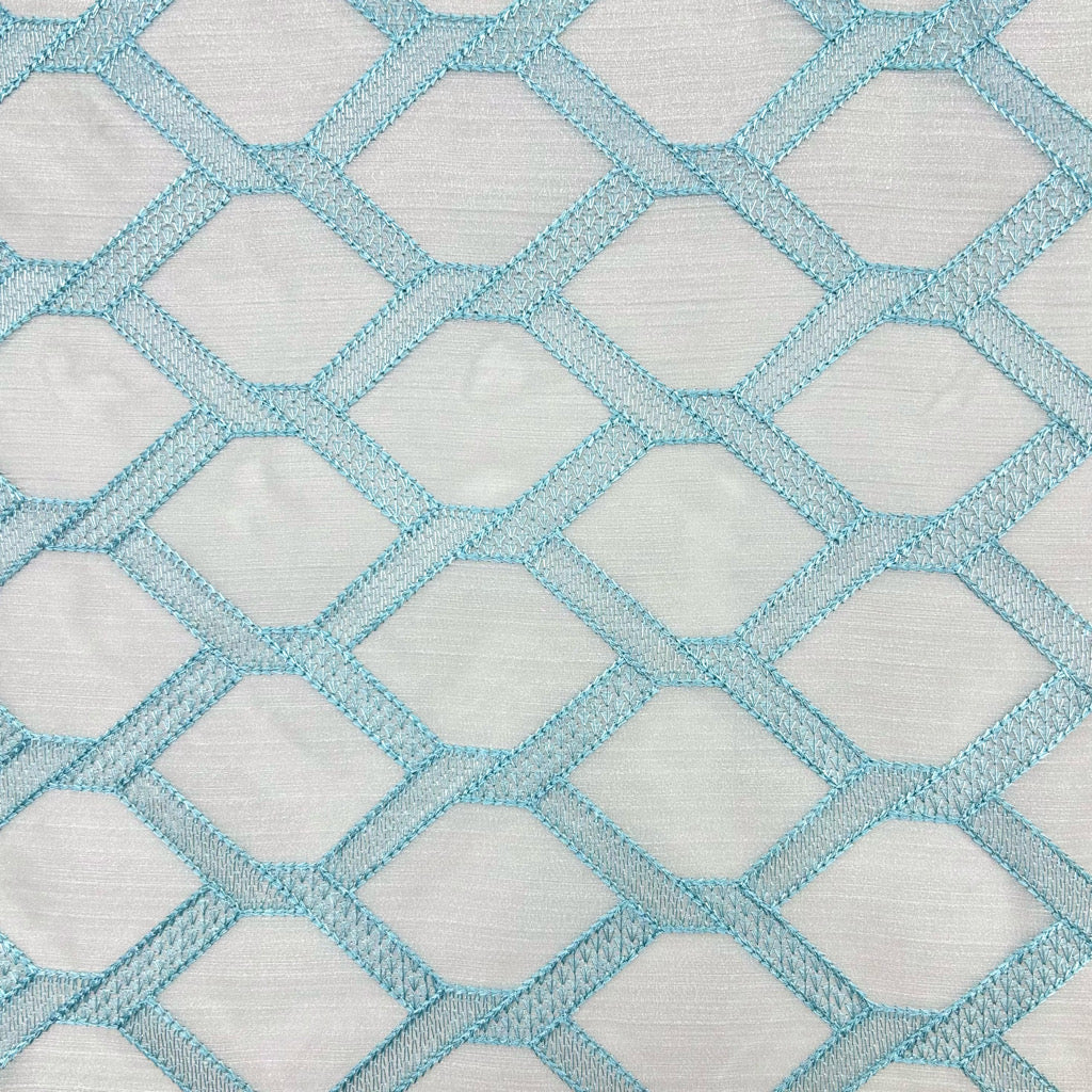Checkered Embroidery Curtain Voile Fabric
