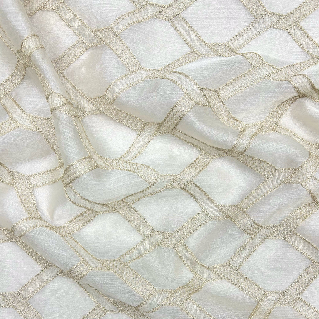 Checkered Embroidery Curtain Voile Fabric