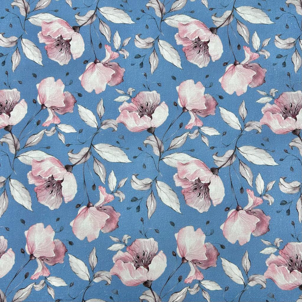 Pink Floral Linen Viscose Fabric - Pound Fabrics