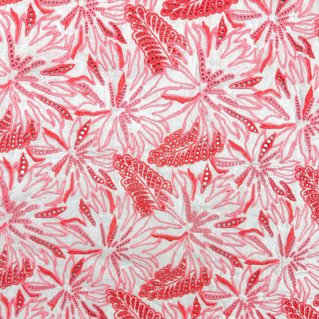 Shadow Work Embroidered Cotton Fabric