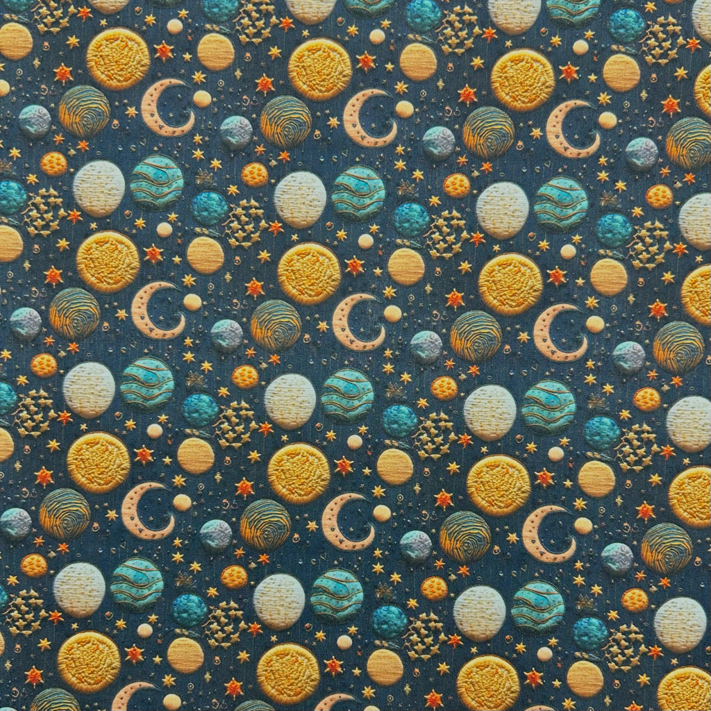 Moon and Planets Polycotton Fabric