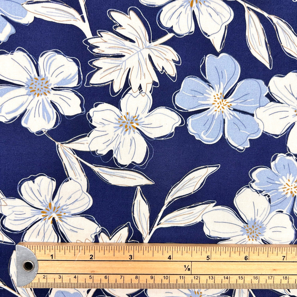 Floral Harmony Rose & Hubble Cotton Poplin Fabric