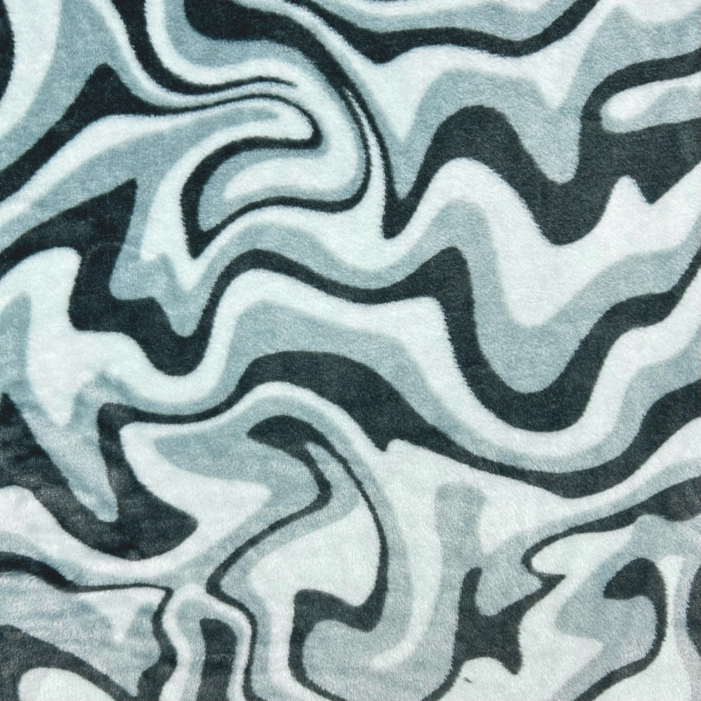Wavy Days on Silver Cuddle Fleece Fabric