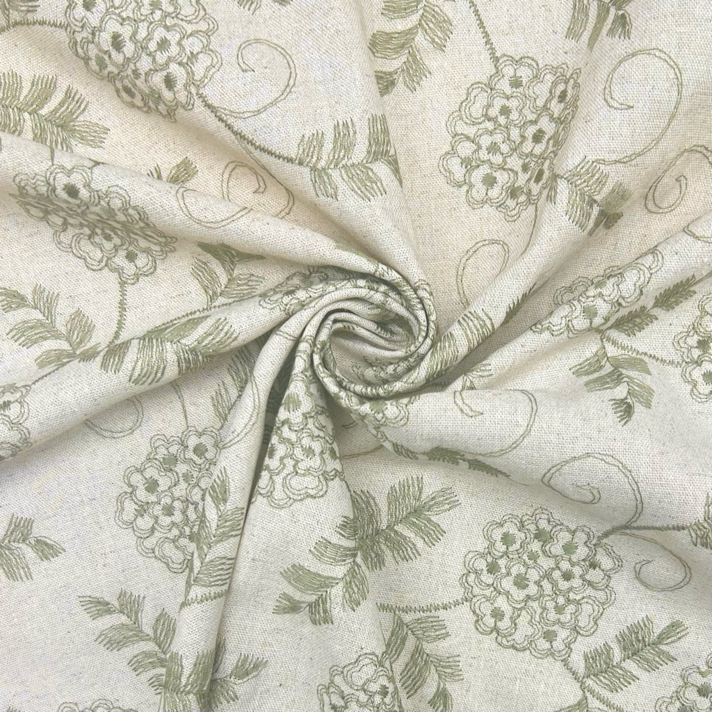 Floral Bliss Embroidered Linen Viscose Fabric